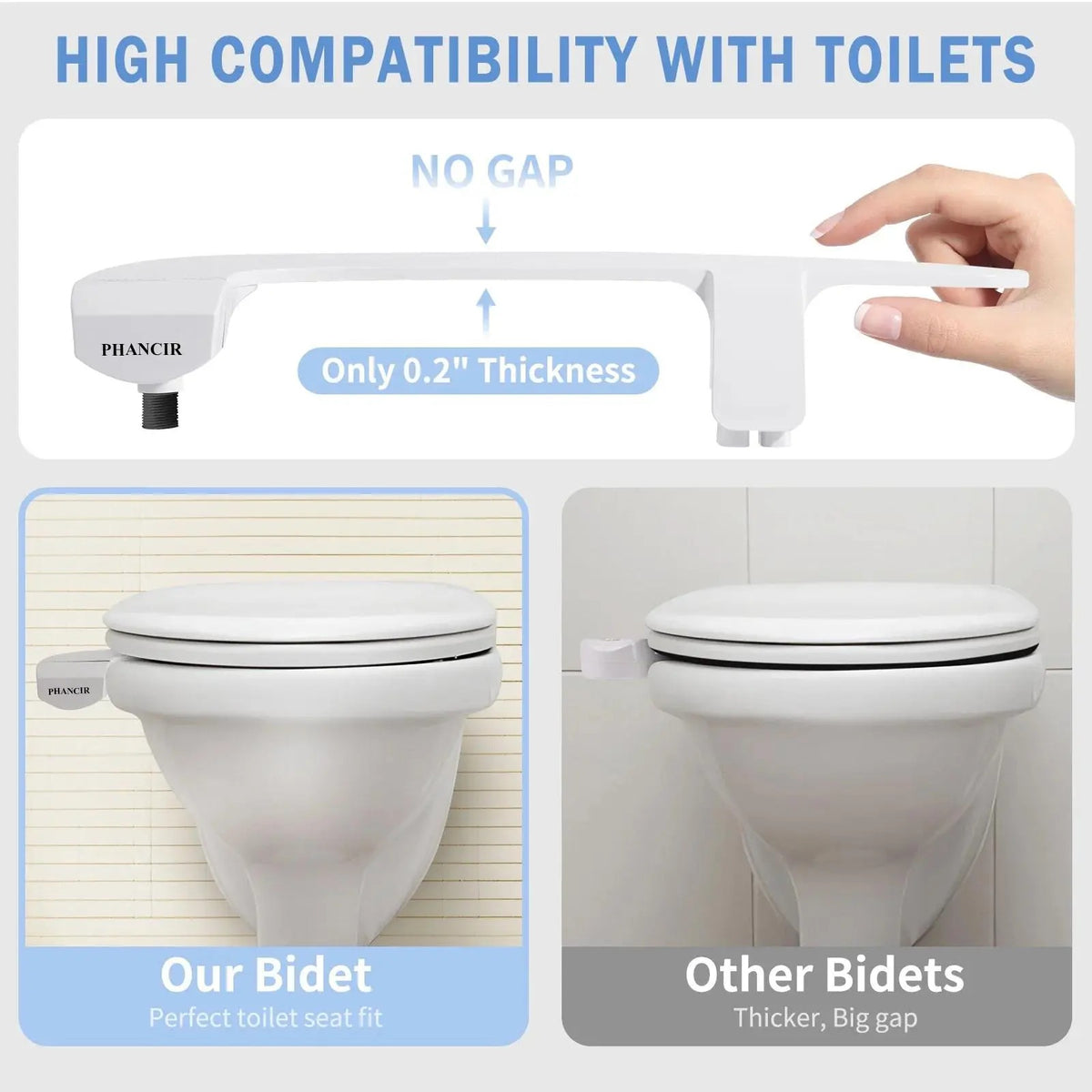 Ultra-Slim Bidet Attachment for Toilet – Dual Nozzle Self-Cleaning Bidet with Adjustable Water Pressure