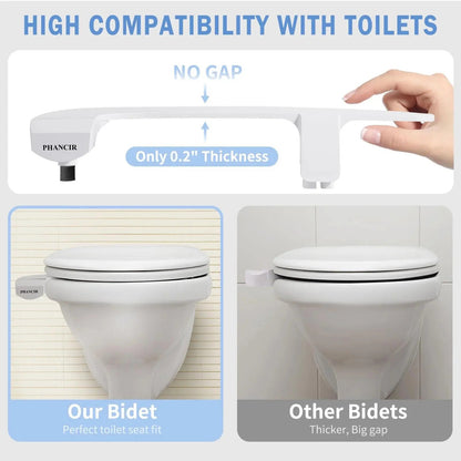 Ultra-Slim Bidet Attachment for Toilet – Dual Nozzle Self-Cleaning Bidet with Adjustable Water Pressure